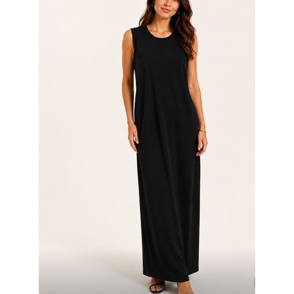 Plaza South Womens Black Sleeveless Button Back Maxi Dress Size 16 NWT 02-4731